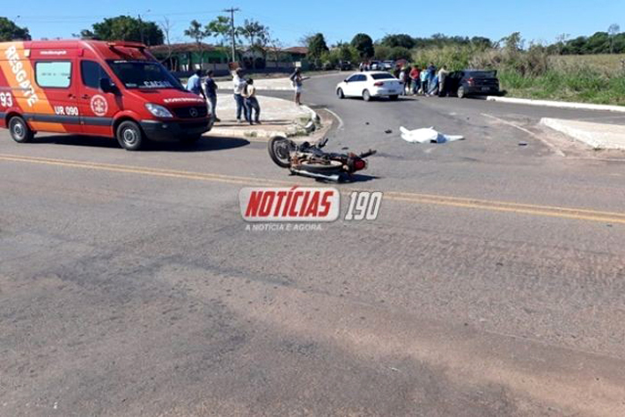 Acidente entre carro e moto deixa uma vítima fatal em Cacoal