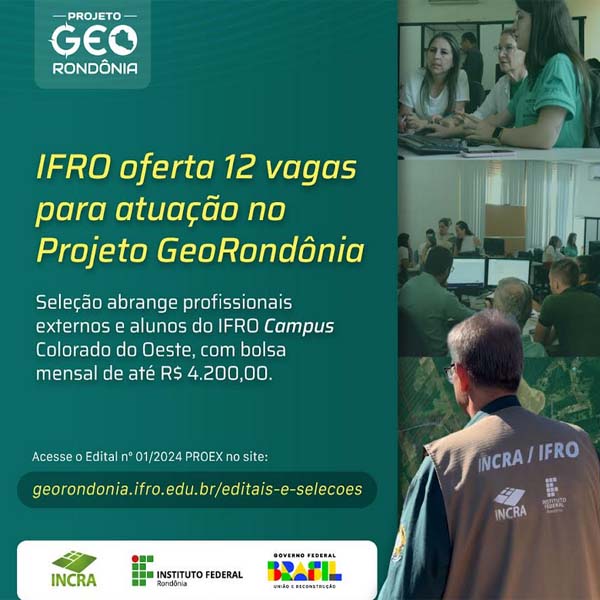 IFRO Oferta 12 Vagas Para Profissionais Colaboradores No Projeto