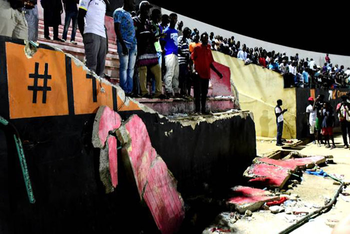Após briga de torcida, arquibancada desaba e mata 8 no Senegal