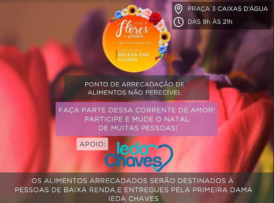 Ieda Chaves  instala ponto de arrecadação de alimentos em festival de flores