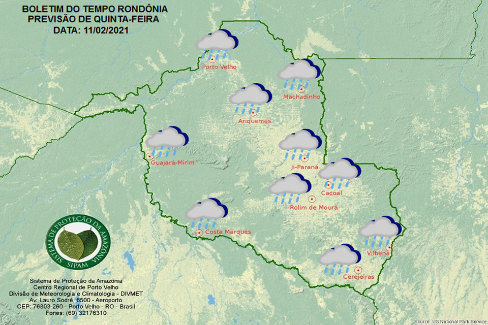 Confira a previsão do tempo para esta quinta-feira em Rondônia