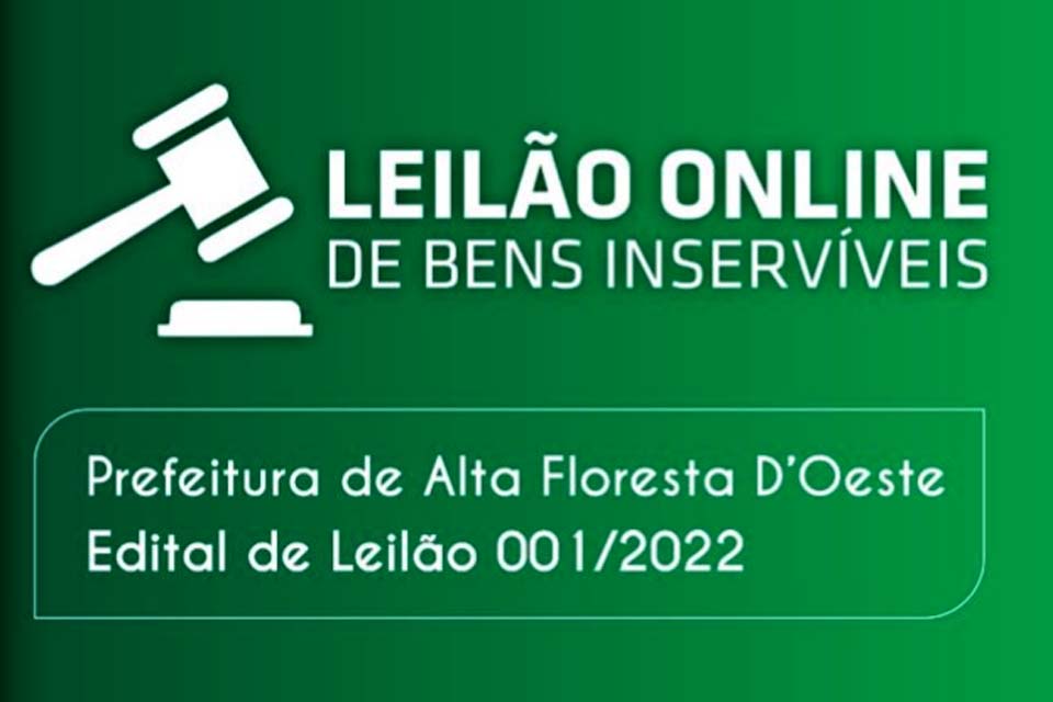 Prefeitura comunica a realização do Leilão de Bens Públicos Inservíveis e/ou antieconômicos