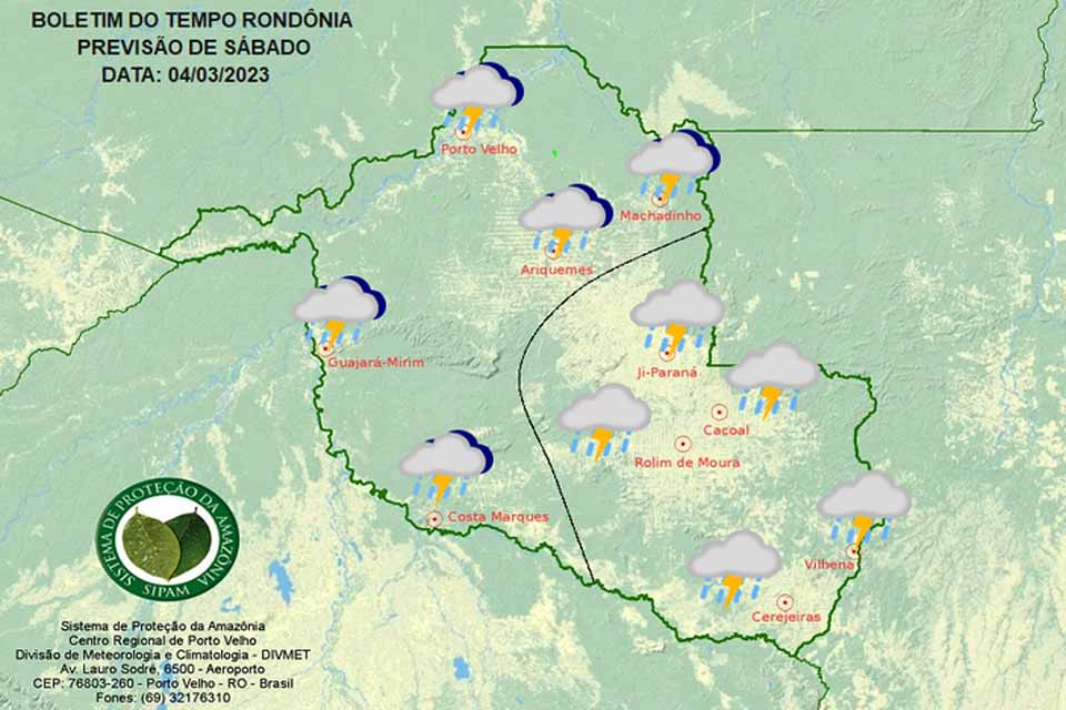 Confira a previsão do tempo para esse sábado 04 em Rondônia