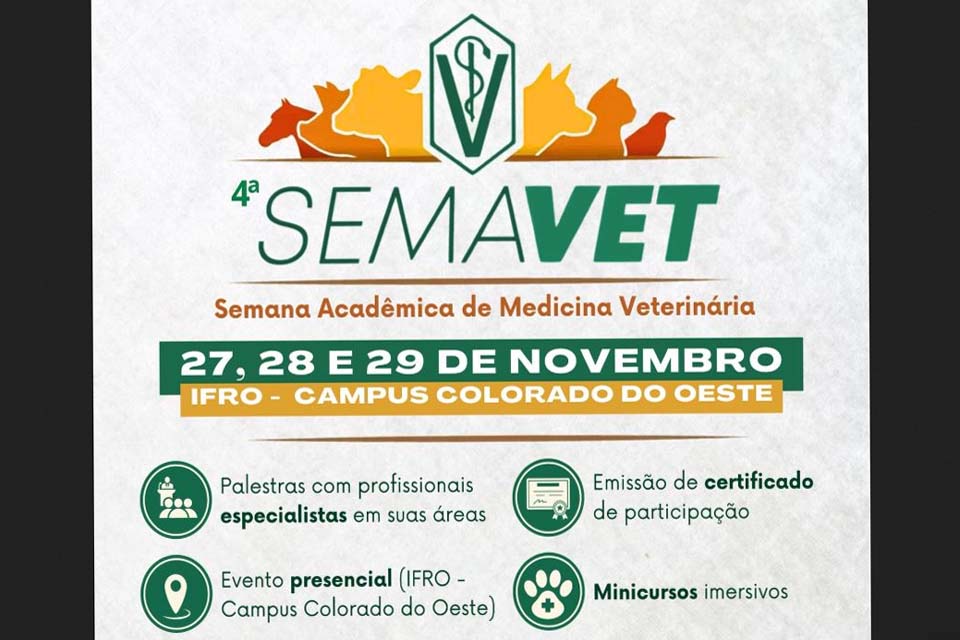 IFRO organiza 4ª Semana Acadêmica de Medicina Veterinária com programação diversificada e gratuita