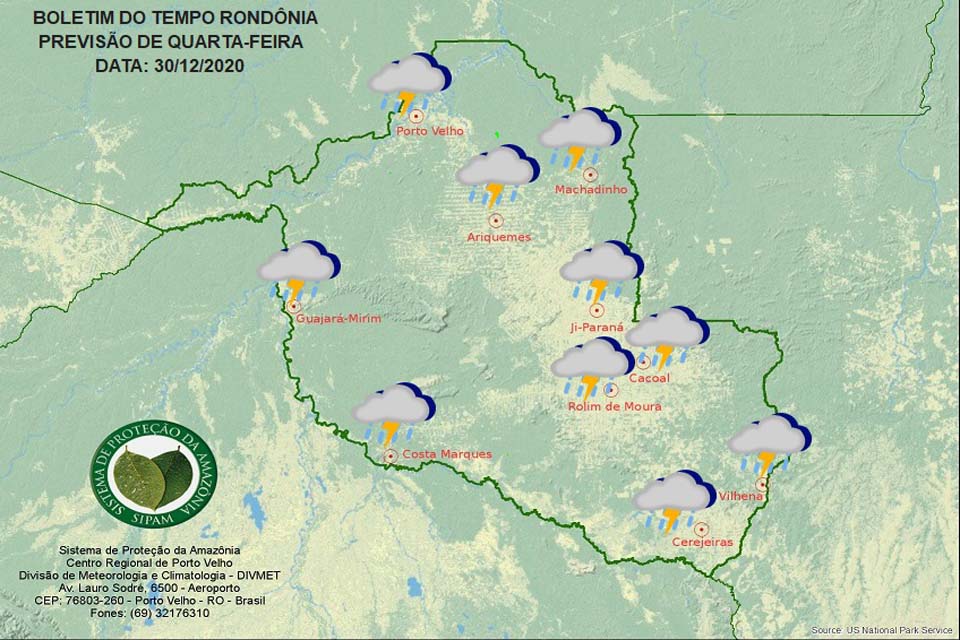 Confira a previsão do tempo para esta quarta-feira em Rondônia