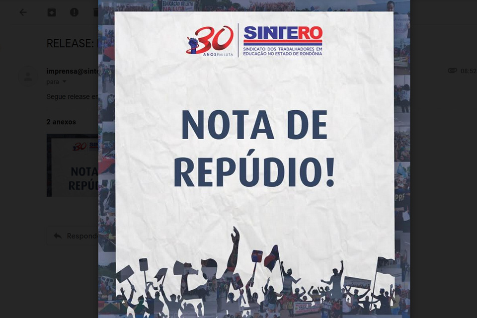 Nota de Repúdio do Sindicato dos Trabalhadores em Educação no Estado de Rondônia