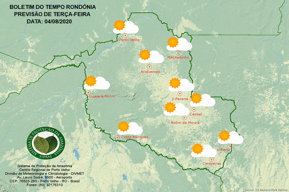 Confira a previsão do tempo para esta terça-feira em Rondônia