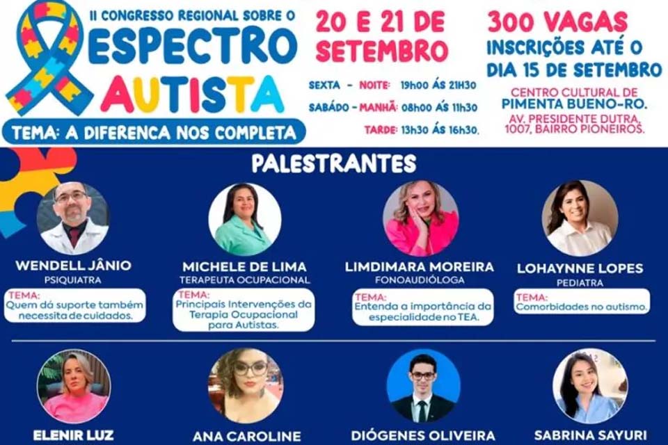 Acontece em Pimenta Bueno o Primeiro Congresso Regional sobre o Espectro Autista