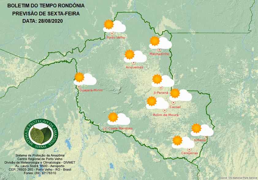 Confira a previsão do tempo para esta sexta-feira em Rondônia