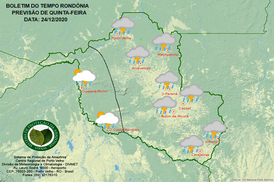 Confira a previsão do tempo para esta quinta-feira em Rondônia