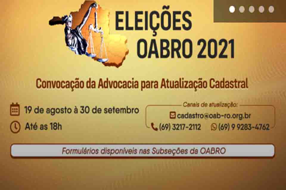 Atualização cadastral na OAB para eleições deste ano encerra nesta quinta-feira(30)