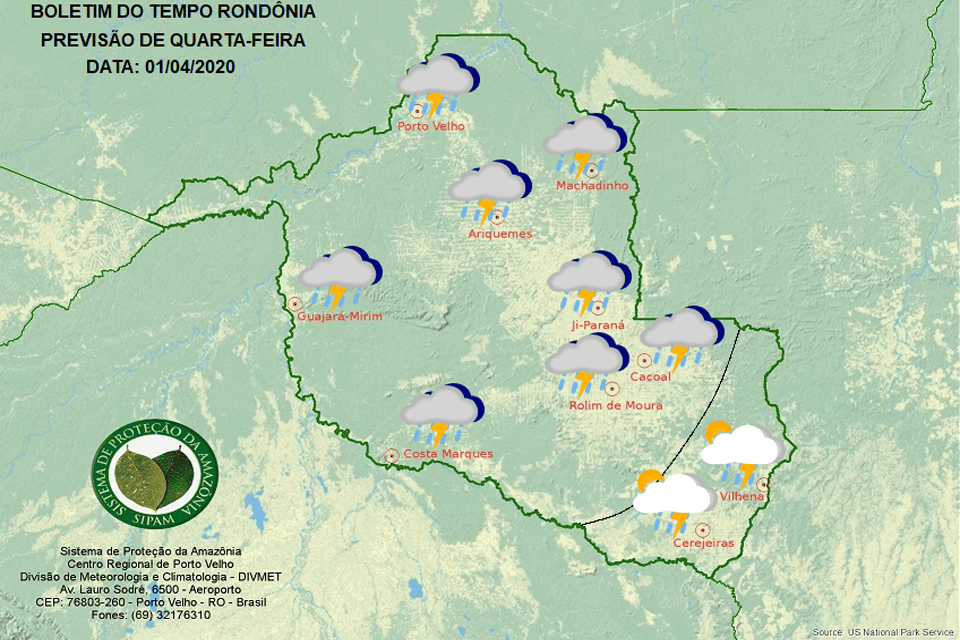 Confira a previsão do tempo para esta quarta-feira em Rondônia