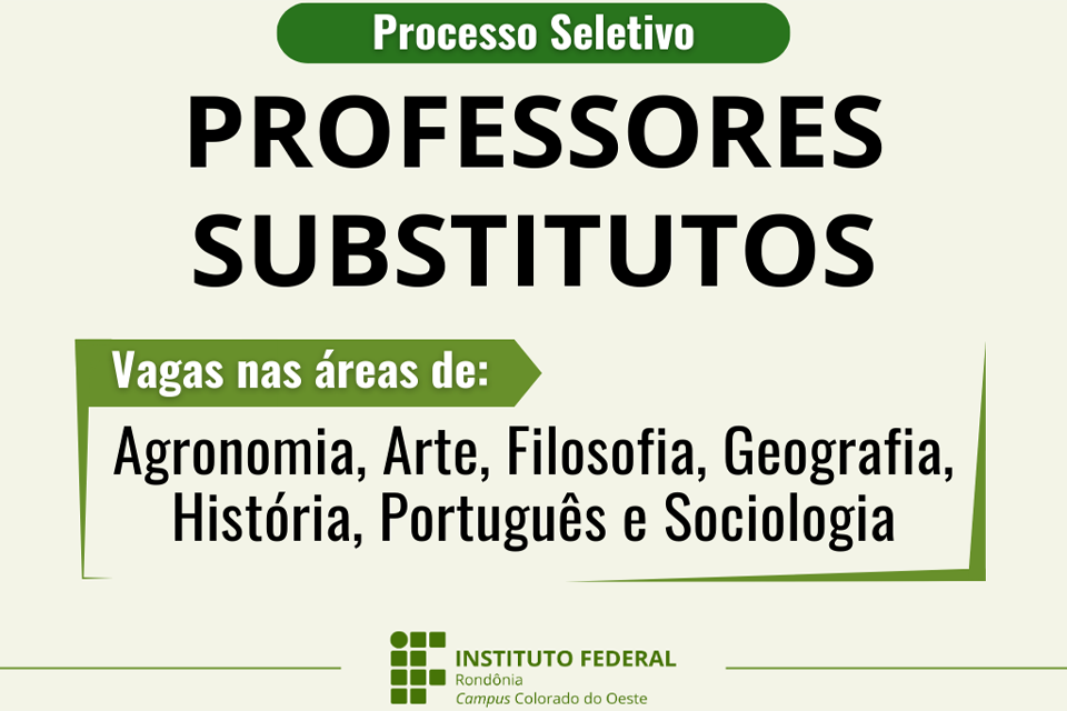 IFRO Campus Colorado do Oeste seleciona professores substitutos de diversas áreas