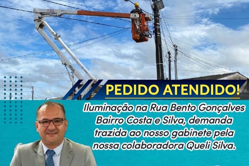 A pedido do vereador Paulo Tico, EMDUR realiza serviço de iluminação no bairro Costa e Silva