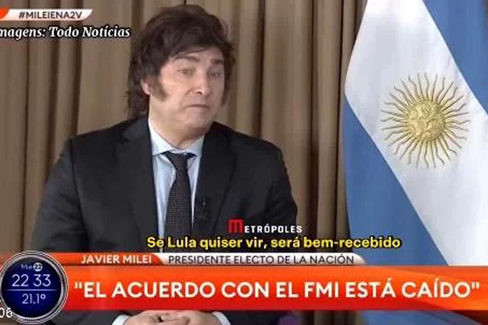 Javier Milei diz que Lula “será bem-recebido” se for à posse na Argentina