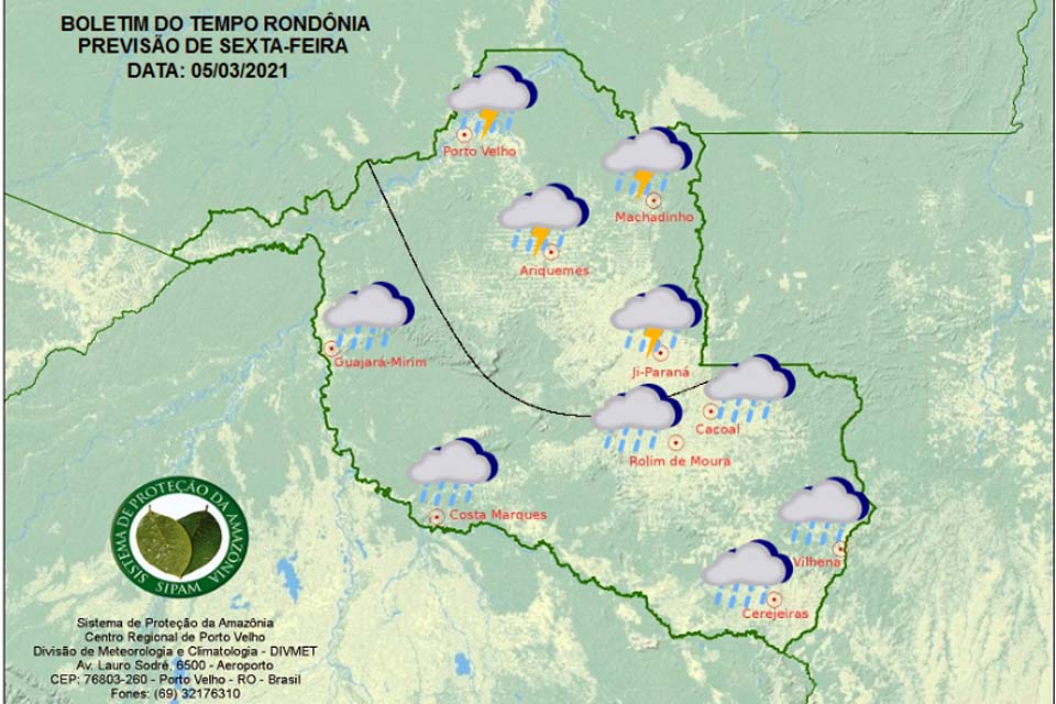 Confira a previsão do tempo para esta sexta-feira (05), em Rondônia