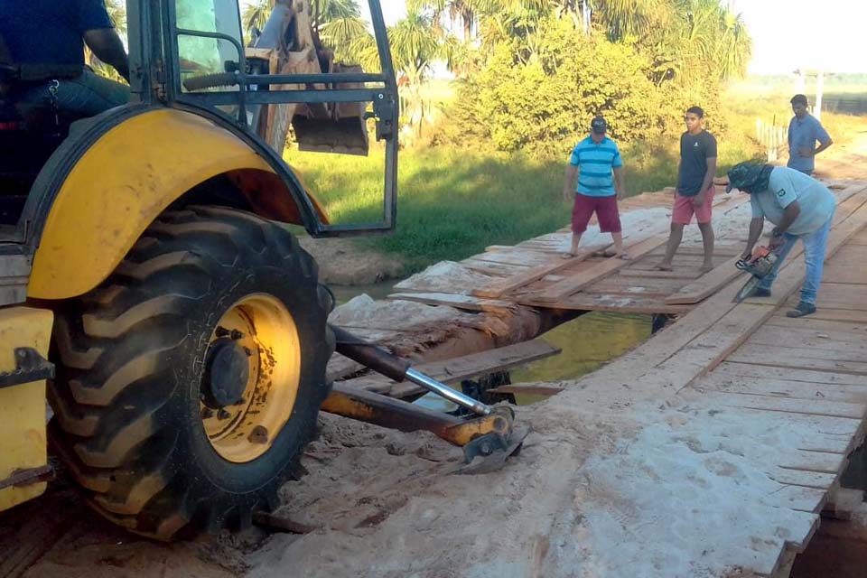 Ponte entre Pimenteiras e Cabixi é recuperada para garantir acesso da comunidade