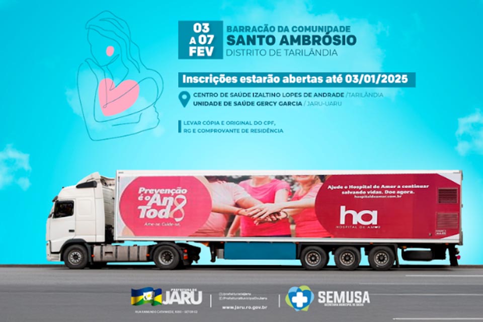 Carreta do Hospital do Amor realizará atendimentos em Tarilândia