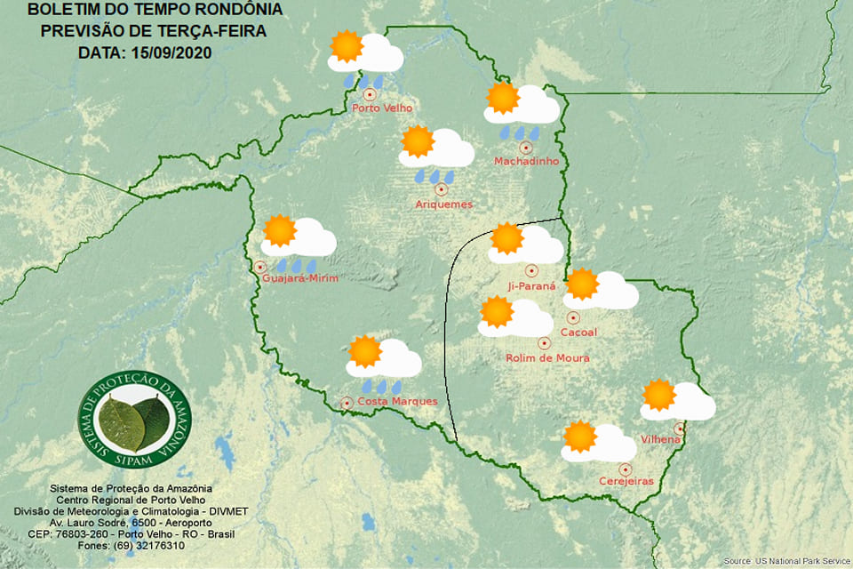 Confira a previsão do tempo para esta terça-feira em Rondônia