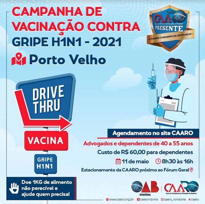 H1N1: CAARO vacina advogados de Porto Velho na próxima semana