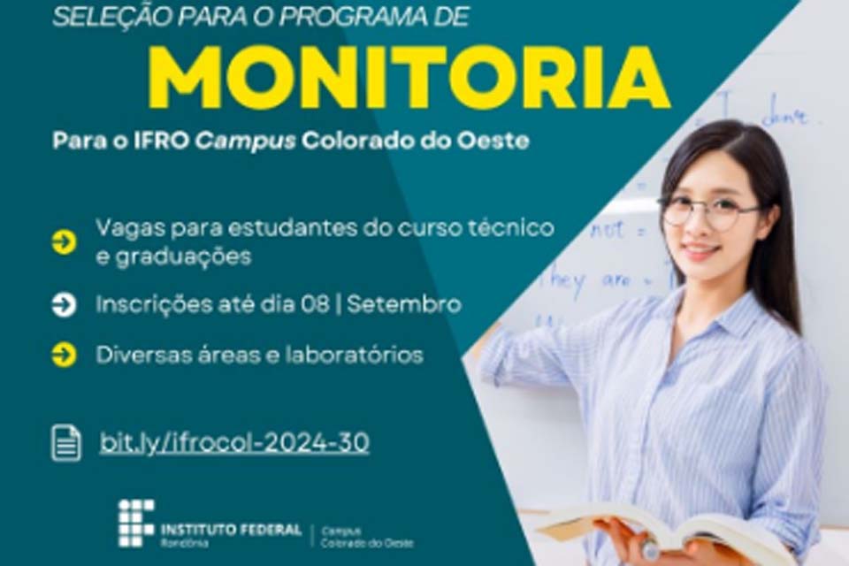 Campus Colorado do Oeste abre seleção para Programa de Monitoria