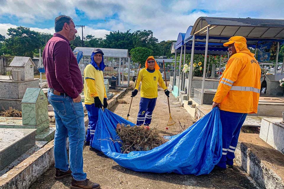 Prefeitura de Porto Velho realiza mutirão de limpeza no Cemitério Santo Antônio