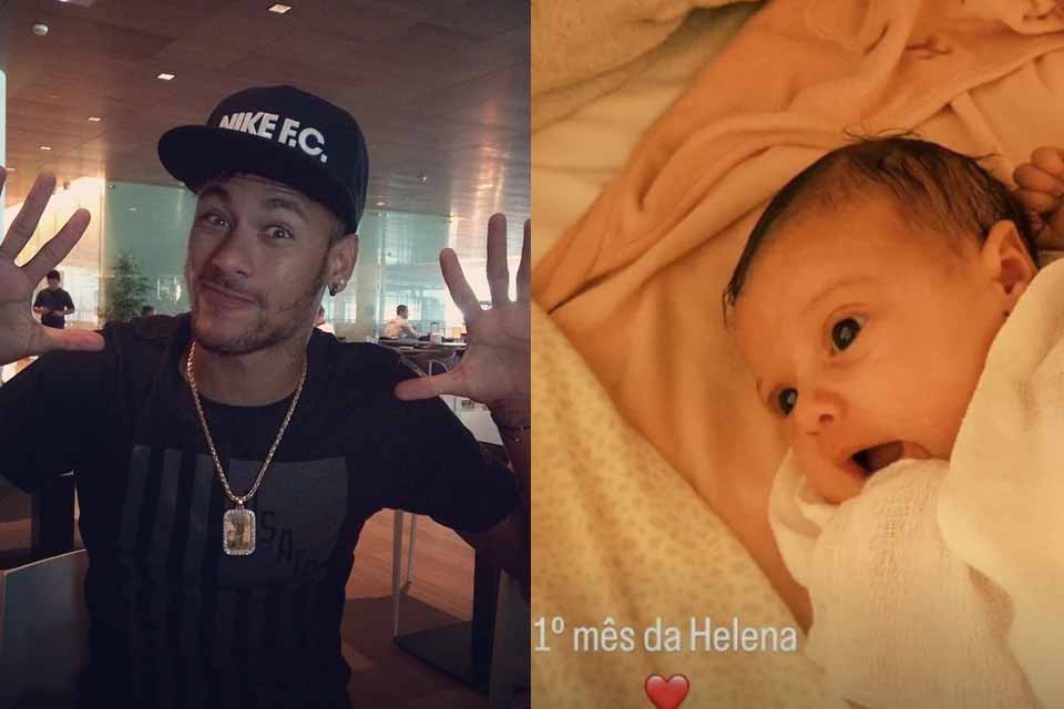 Neymar celebra primeiro mês de vida de Helena com foto no Instagram