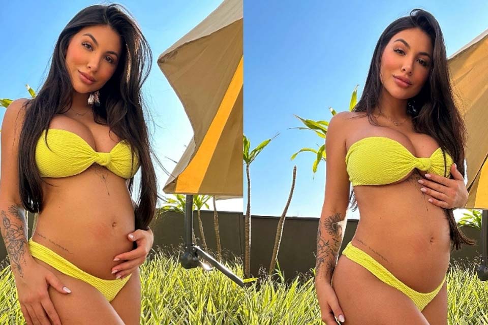 Grávida de Arthur Aguiar, Jheny Santucci sente bebê chutar a barriga: 'Está surreal'