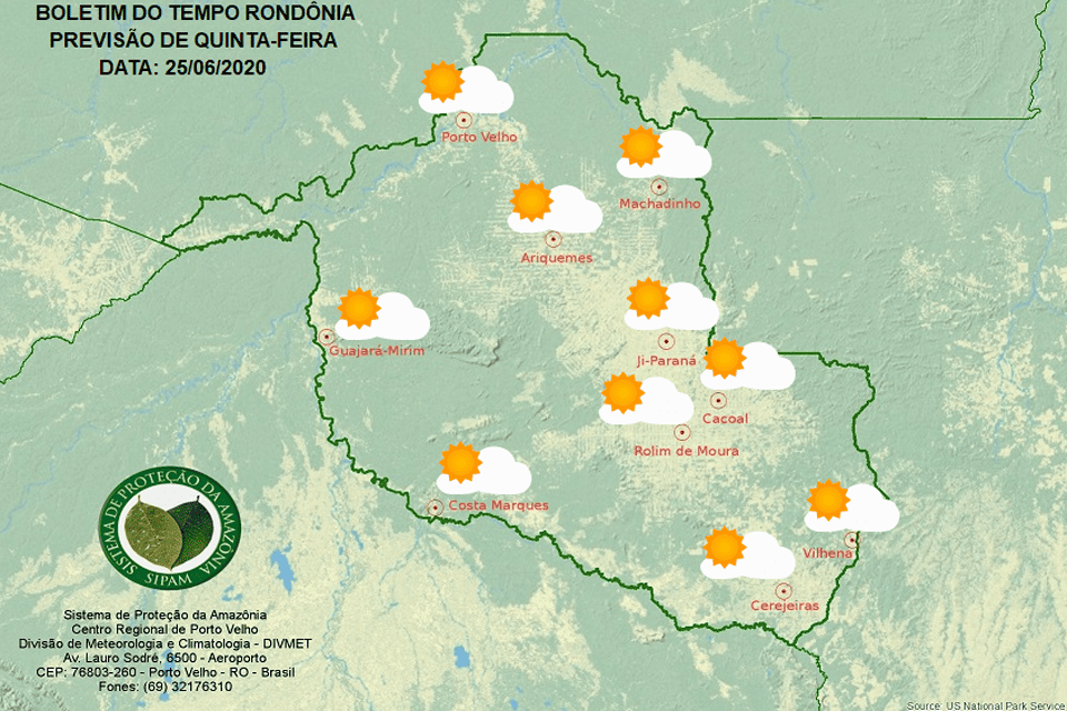 Confira a previsão do tempo para esta quinta-feira em Rondônia