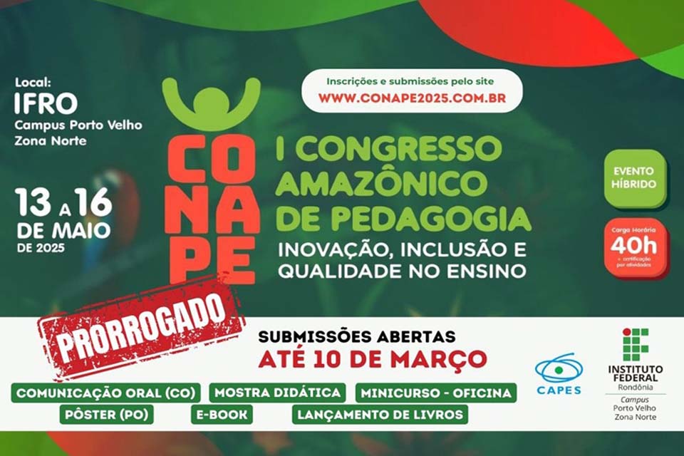 I Congresso Amazônico de Pedagogia prorroga prazo para submissões de trabalhos