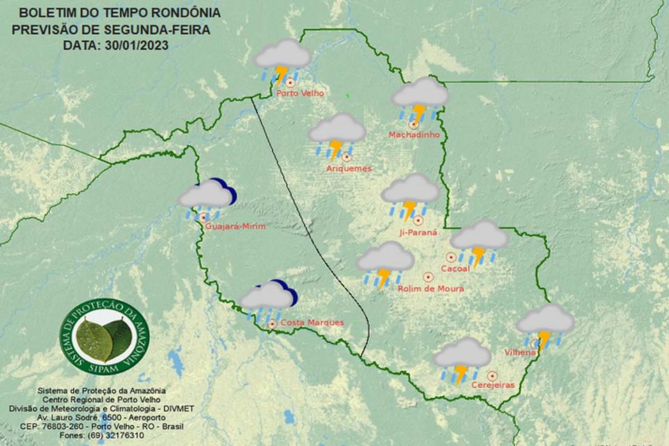 Confira a previsão do tempo para esta segunda-feira 30 em Rondônia