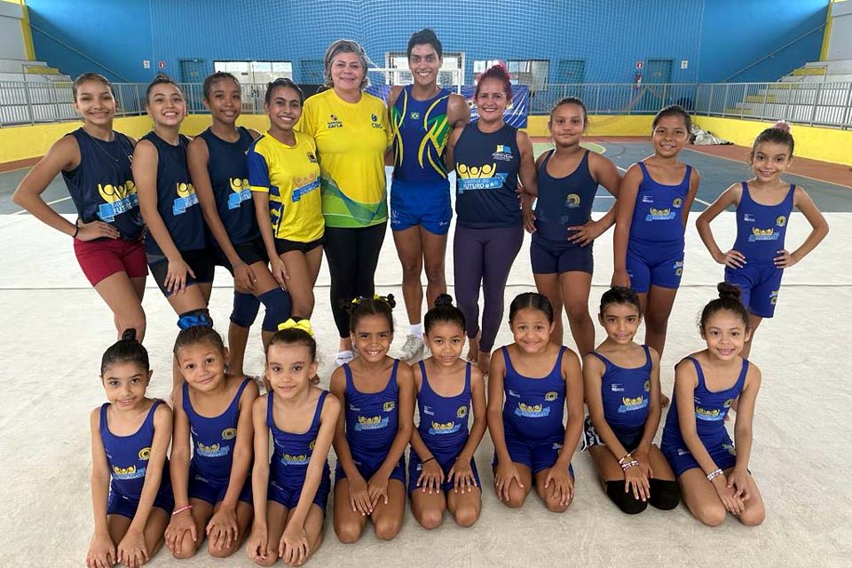 Atleta da Seleção Brasileira de Ginástica Aeróbica e ex-aluno do Programa Talentos do Futuro realiza treino especial em Porto Velho