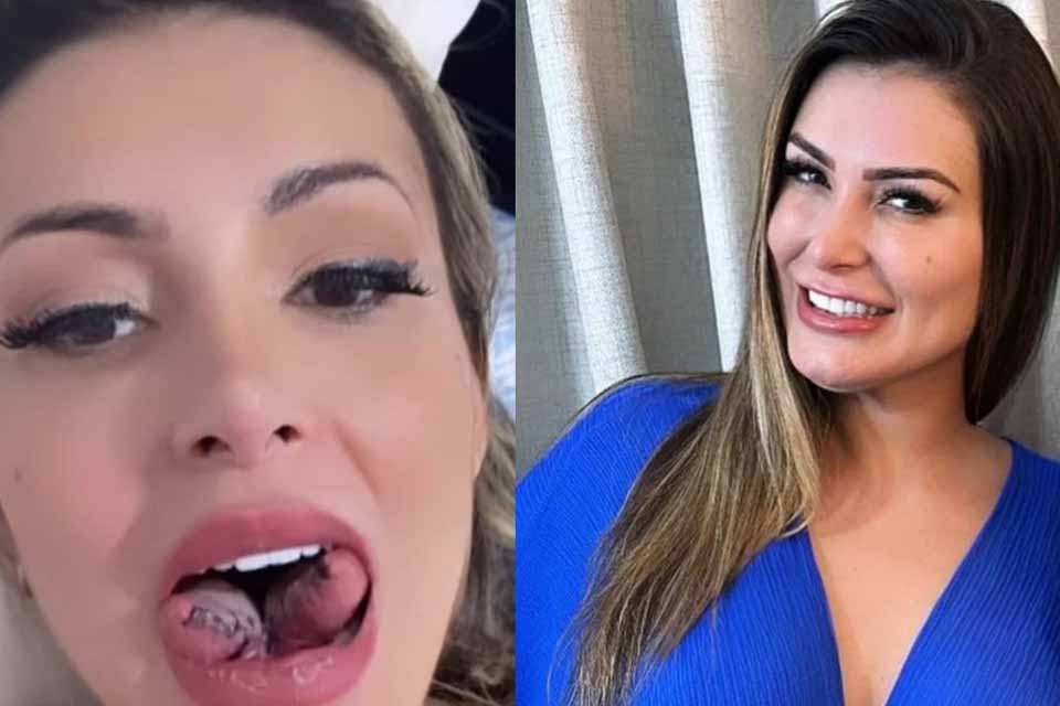 Andressa Urach faz bifurcação na língua e choca web: “Nada é tão ruim que não pode piorar”