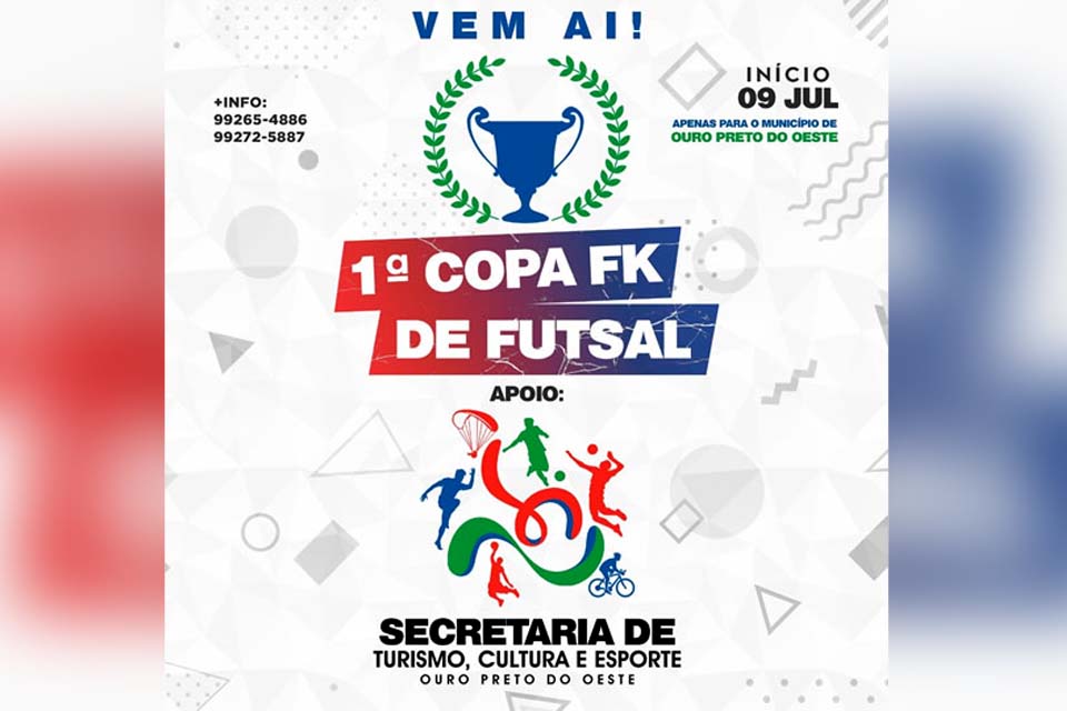 Ouro Preto: 1ª Copa FK de Futsal inicia-se dia 09 de julho e terá premiação em dinheiro