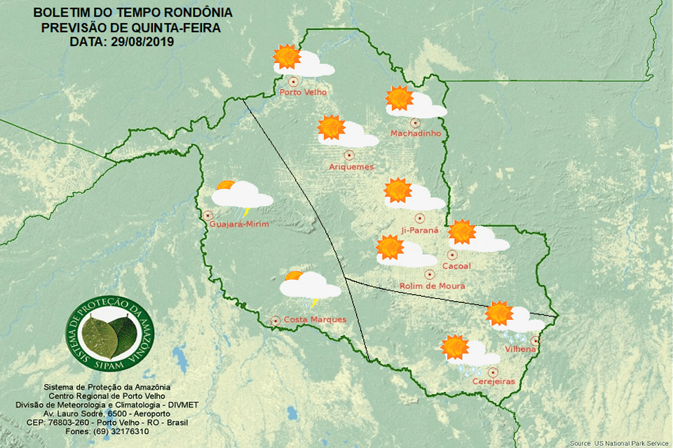 Confira a previsão do tempo para esta quinta-feira em Rondônia