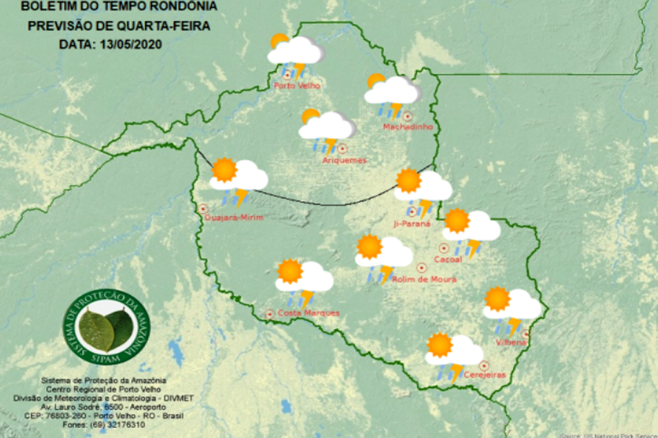 Confira a previsão do tempo para esta quarta-feira em Rondônia