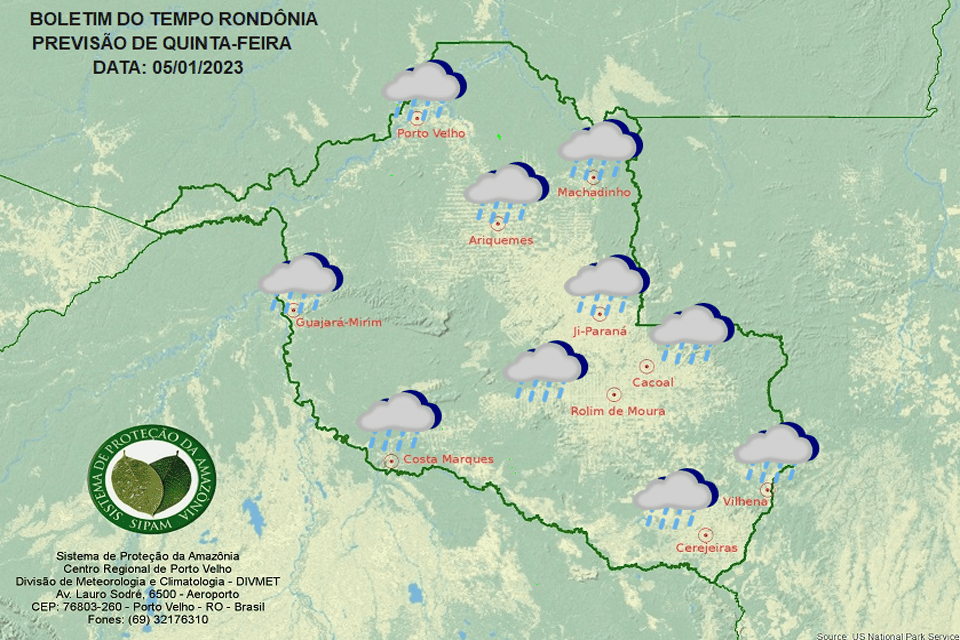 Confira a previsão do tempo para esta quinta-feira em Rondônia