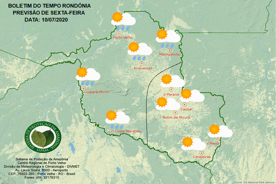 Confira a previsão do tempo para esta sexta-feira em Rondônia