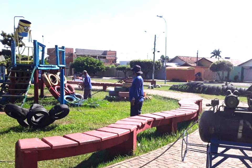 No município, espaços de lazer passam por manutenção