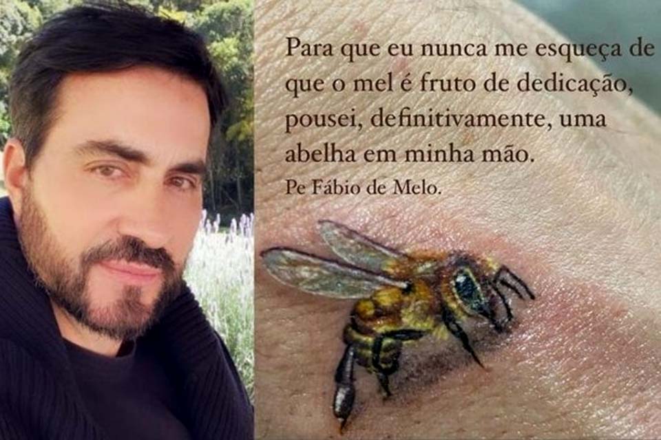 Após abominar padre tatuado, Fábio de Melo faz uma abelha na mão