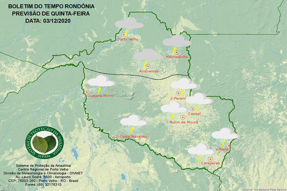 Confira a previsão do tempo para esta quinta-feira em Rondônia
