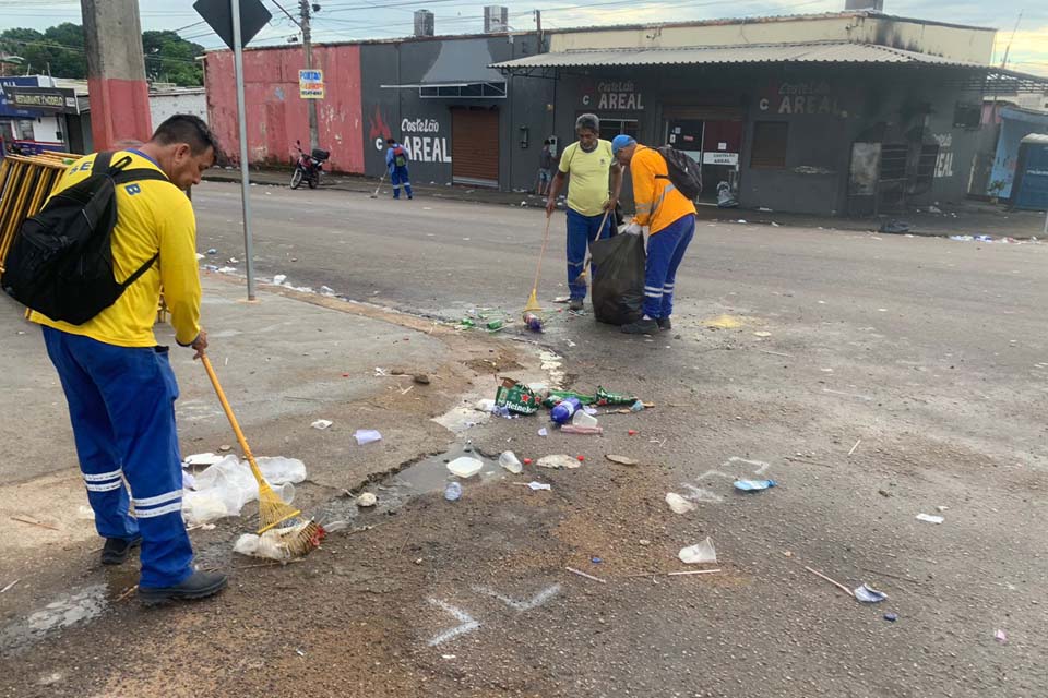 Mutirões de limpeza seguem sendo realizados após apresentações dos blocos carnavalescos em Porto Velho