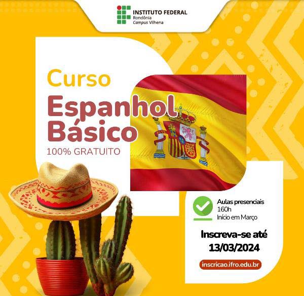 Campus Vilhena oferta cursos gratuitos de Espanhol Básico e Língua Portuguesa para Estrangeiros