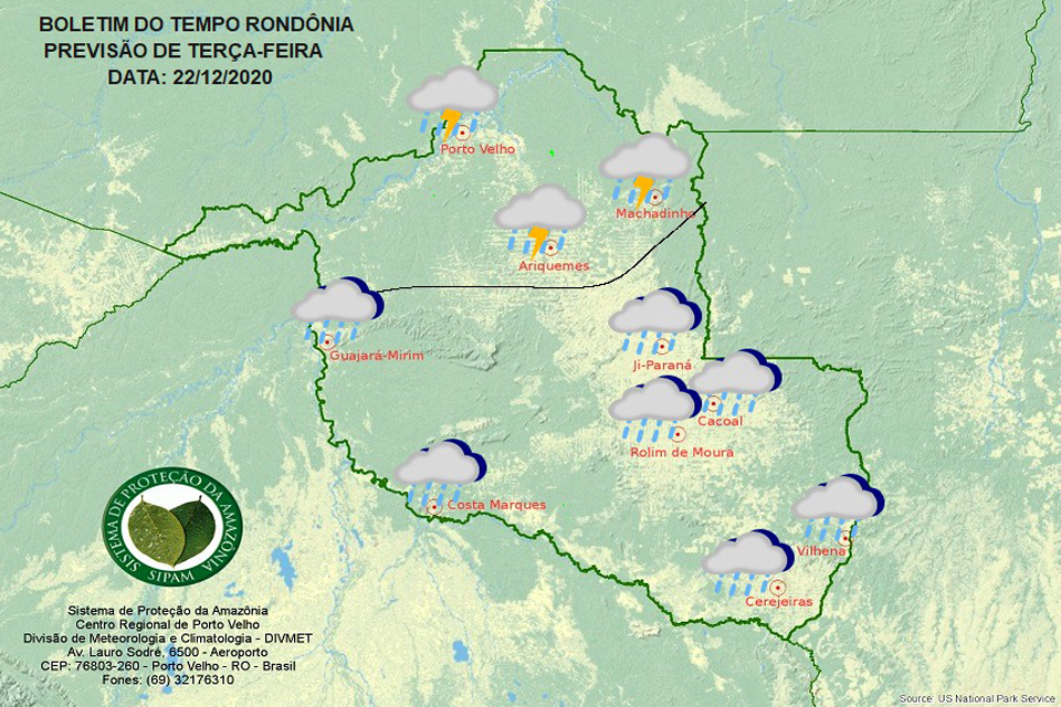 Confira a previsão do tempo para esta terça-feira em Rondônia