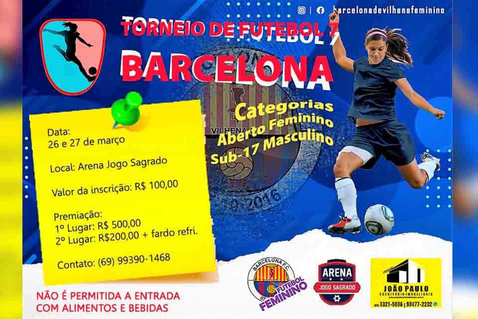 Organizado pelo Barcelona, torneio de futebol 7 feminino e sub-17 masculino acontece na Arena Jogo Sagrado