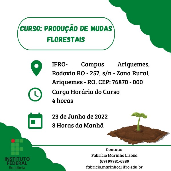 Curso de Produção de Mudas está com inscrições abertas em Ariquemes