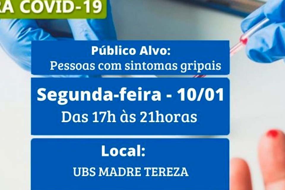 Ação de teste rápido para Covid-19 acontece na UBS Madre Tereza nesta segunda-feira (10)