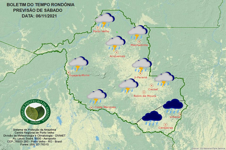 Confira a previsão do tempo para Sábado em Rondônia