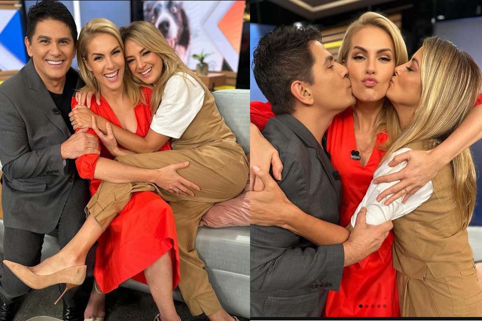 Ana Hickmann recebe carinho e se diverte com amigos de trabalho