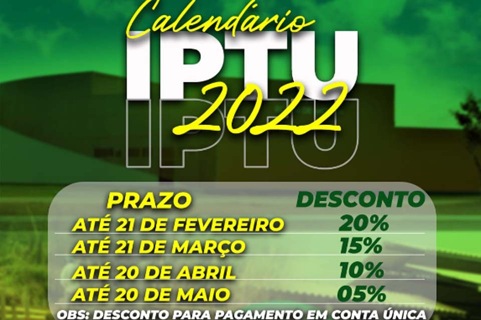 Prefeitura divulga calendário de pagamento do IPTU 2022; contribuinte pode retirar boleto no site